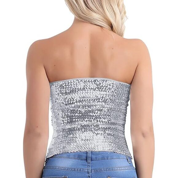 Sparkling Sequins Stretch Party  Tube Top, SIZE OS, 6M-155T001 - Picture 2 of 4